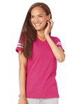 Women's Football V-Neck Fine Jersey Tee